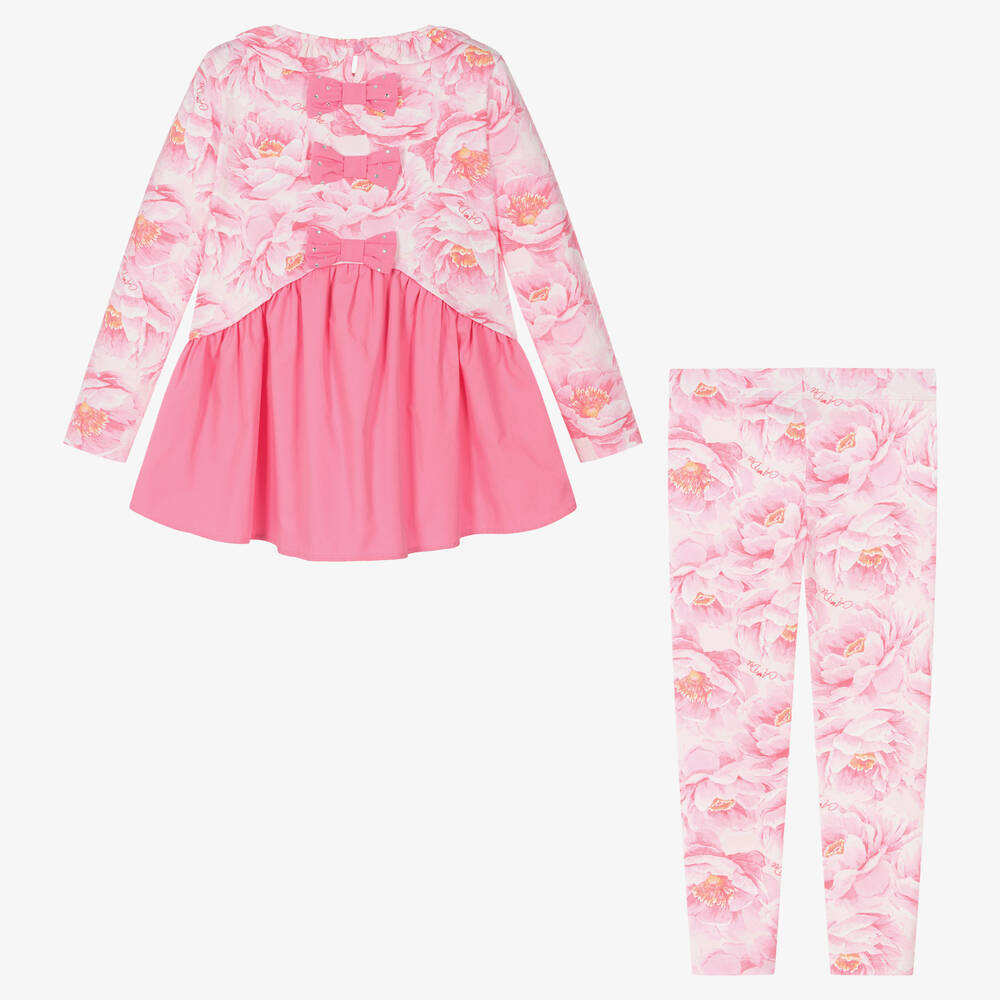 A Dee-Girls Pink Floral Ruffle Leggings Set | Childrensalon Outlet