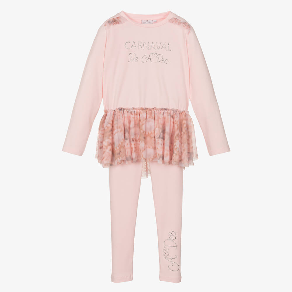 A Dee-Girls Pink Floral Tulle Leggings Set | Childrensalon Outlet