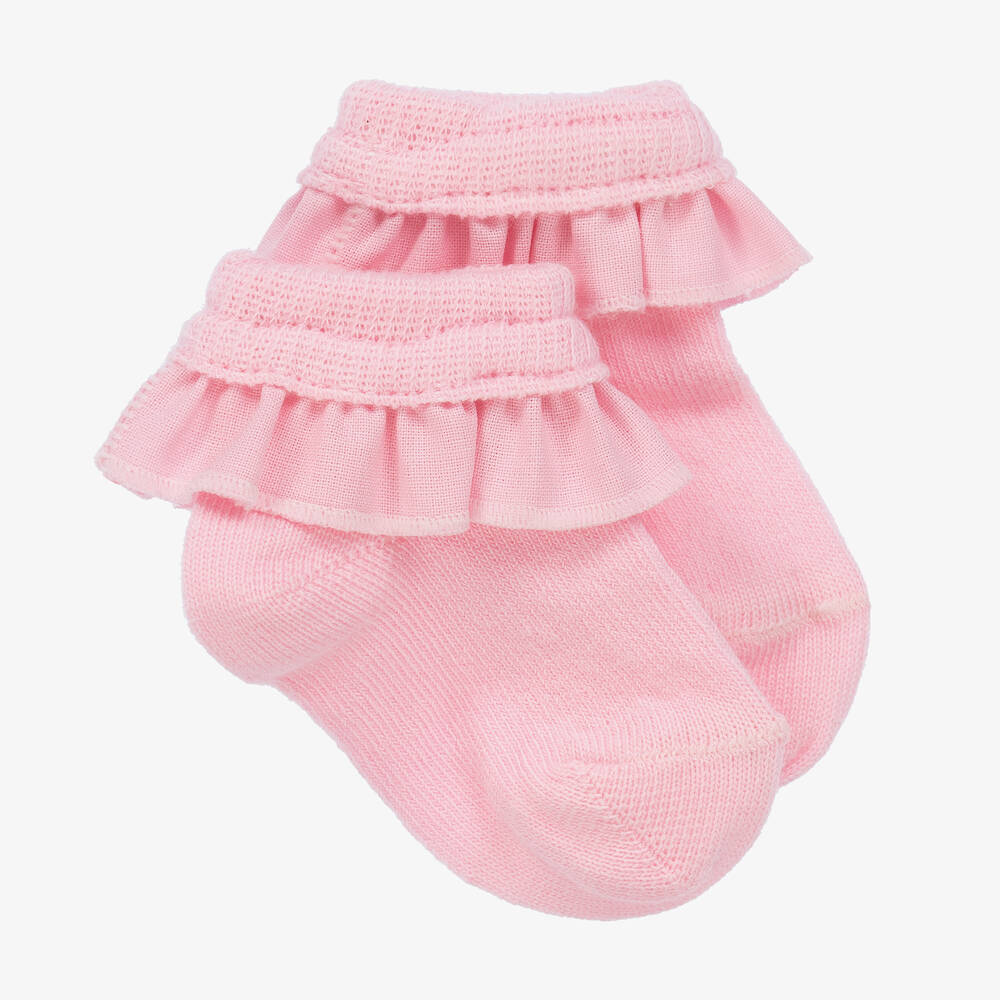 A Dee-Girls Pink Frilly Cotton Socks | Childrensalon Outlet