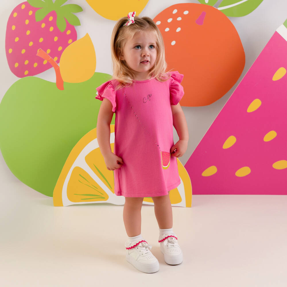 A Dee-Girls Pink Fruit Print Frock | Childrensalon Outlet