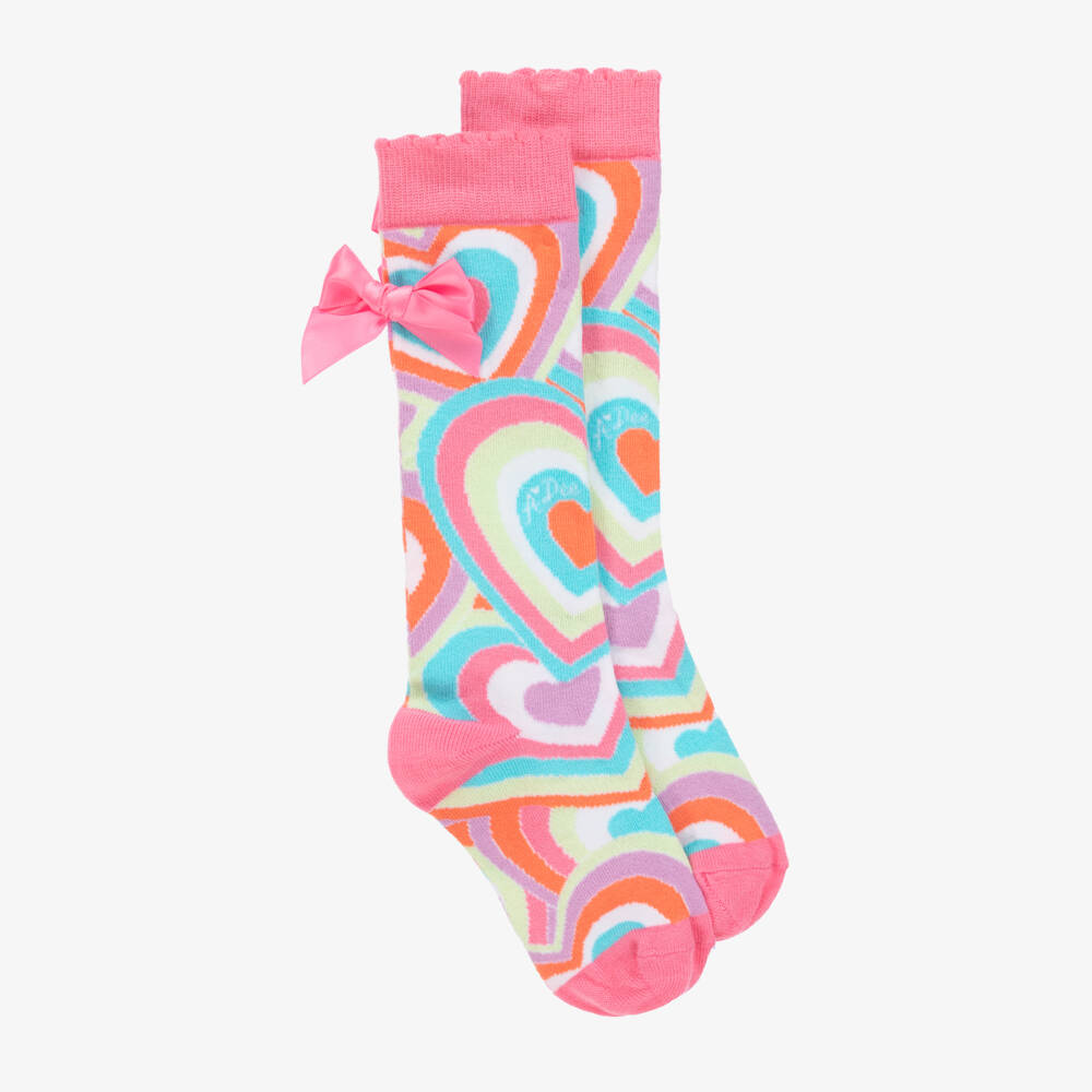 A Dee-Girls Pink Heart Patterned Cotton Hosiery | Childrensalon Outlet