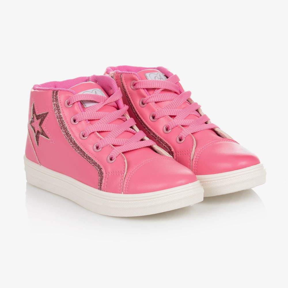 A Dee - Girls Pink High-Top Trainers | Childrensalon