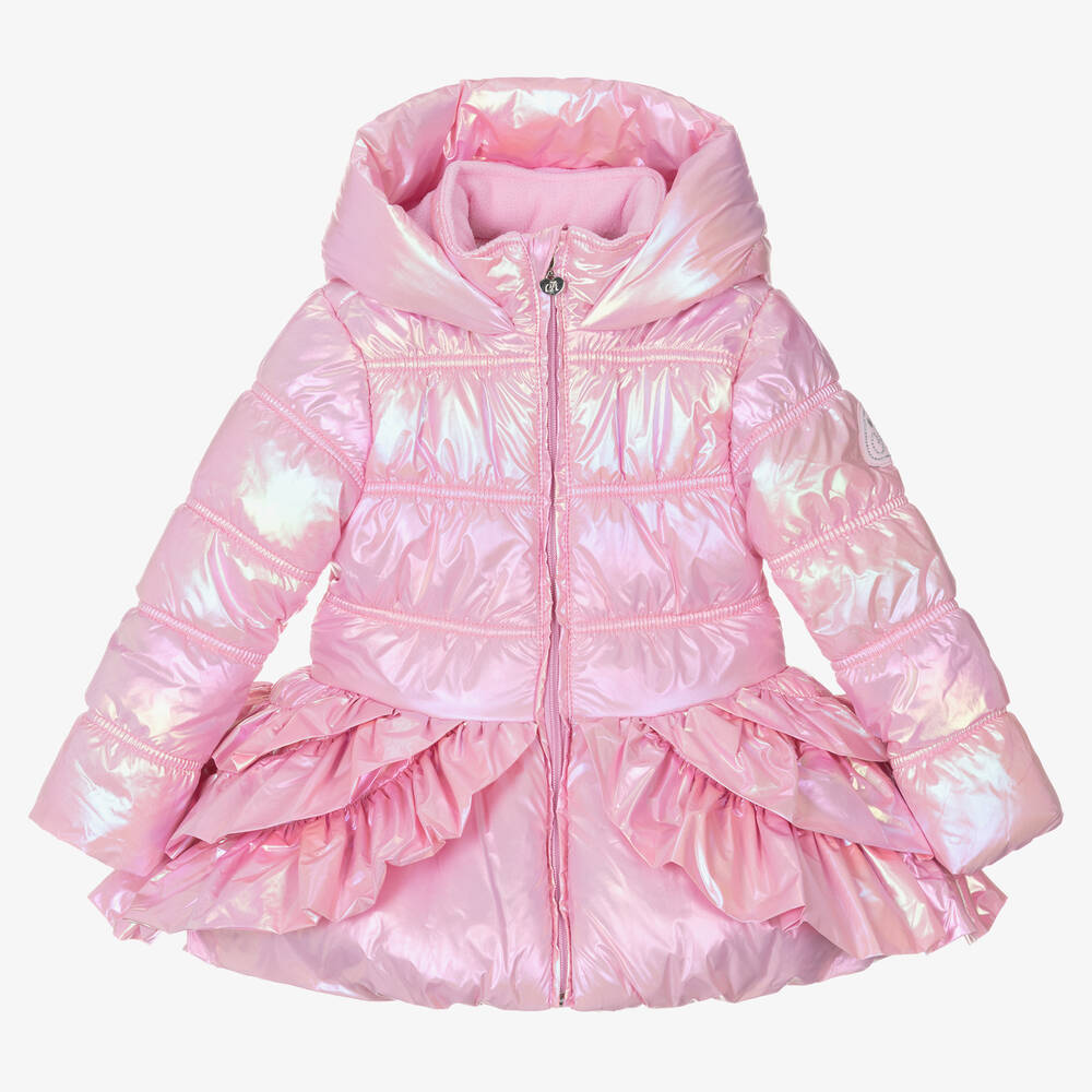 A Dee - Girls Pink Iridescent Puffer Coat  | Childrensalon