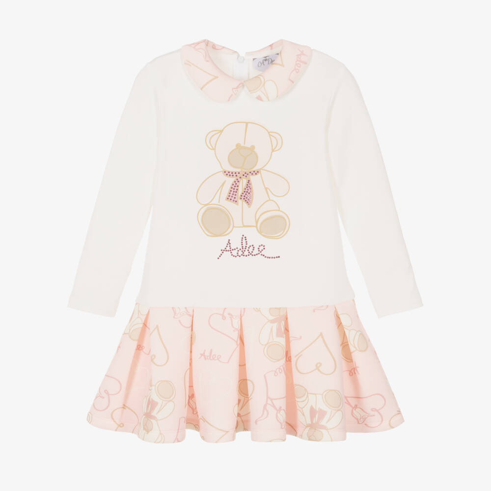 A Dee-Girls Pink & Ivory Bear Dress | Childrensalon Outlet