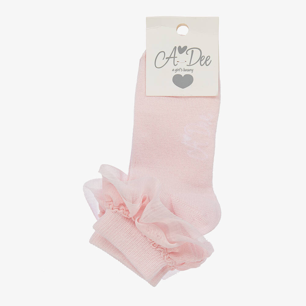 A Dee-Girls Pink Knitted Frilly Socks | Childrensalon Outlet