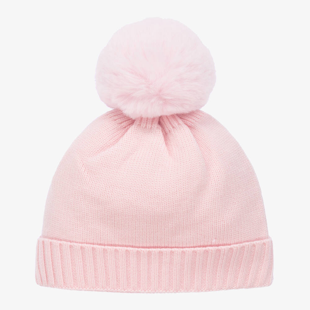 A Dee-Girls Pink Knitted Pom-Pom Hat | Childrensalon Outlet