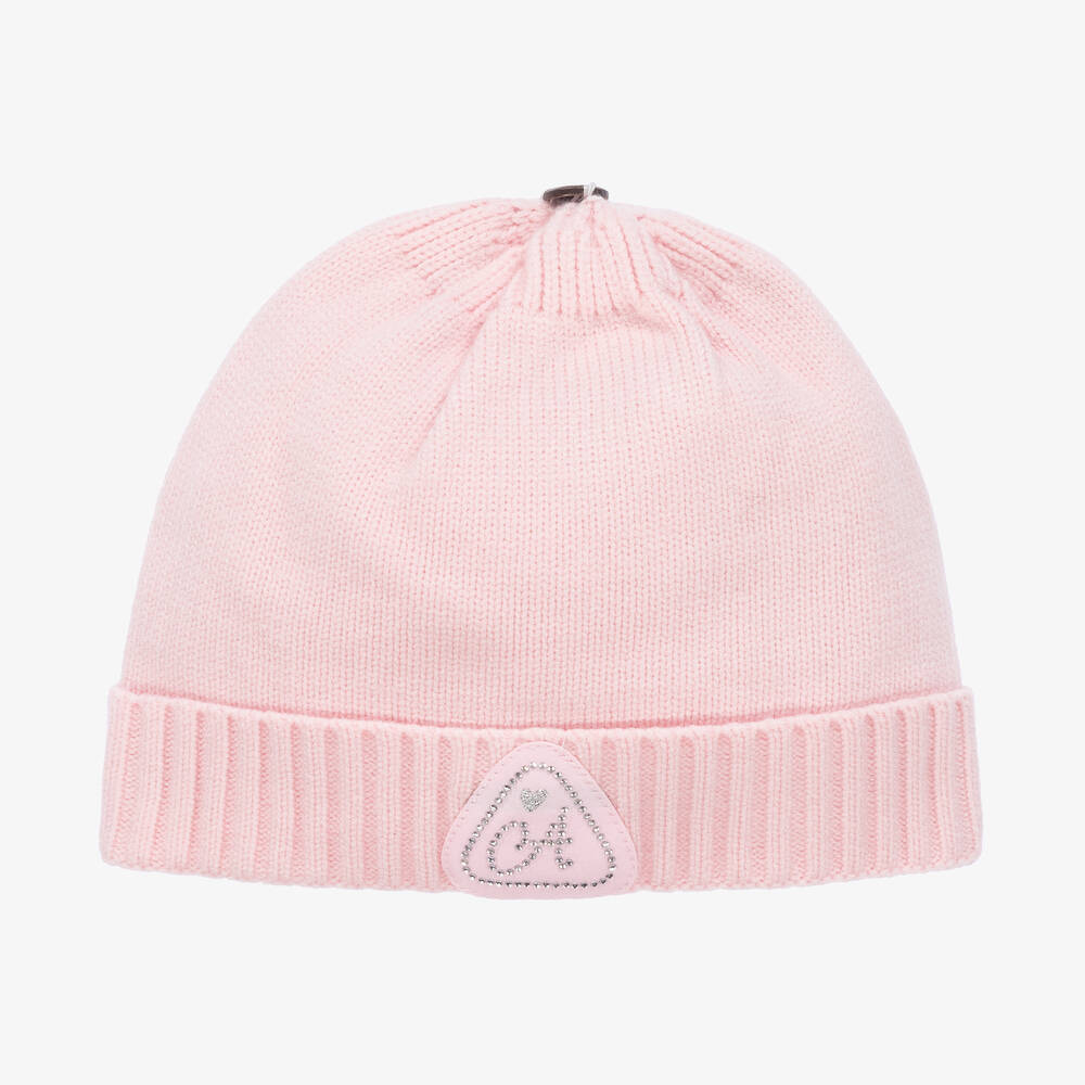 A Dee-Girls Pink Knitted Pom-Pom Hat | Childrensalon Outlet