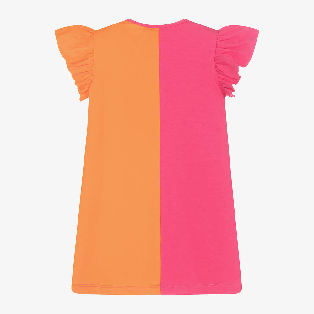A Dee-Girls Pink & Orange Cotton Heart Dress | Childrensalon Outlet