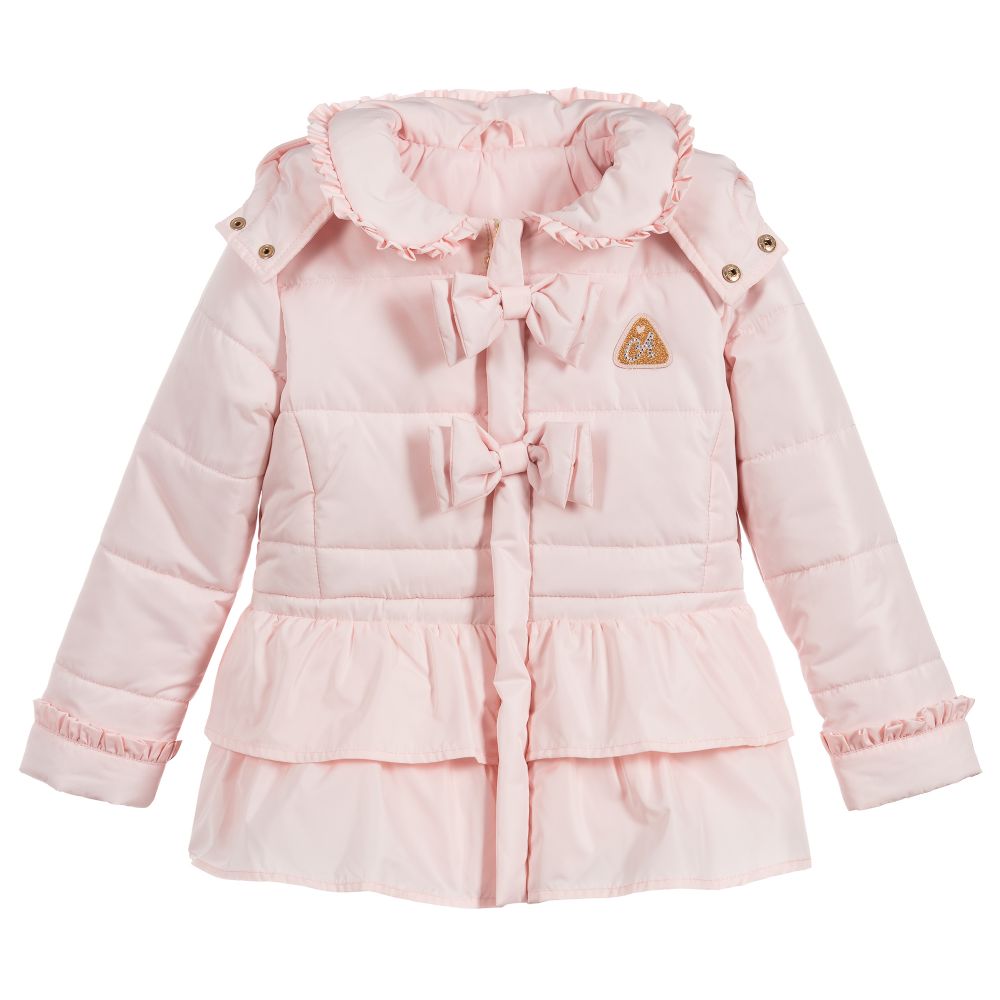 A Dee - Girls Pink Padded Coat | Childrensalon