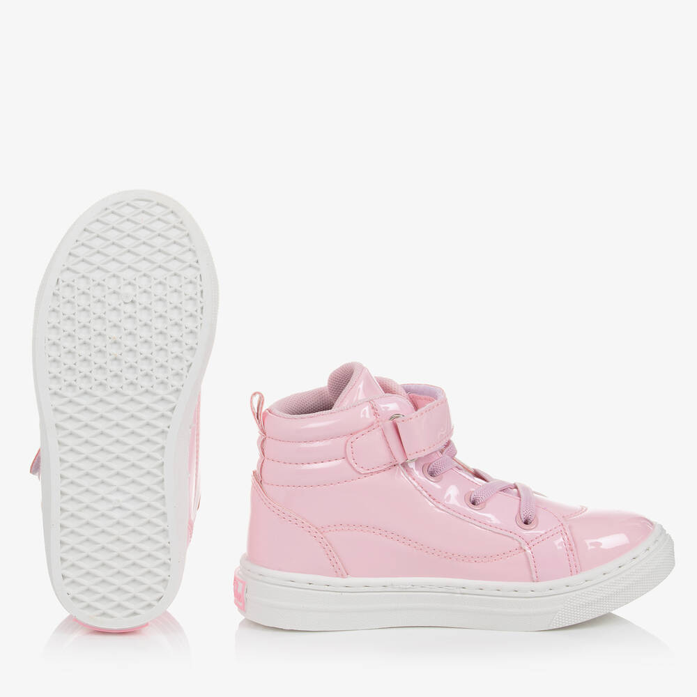 آدي-ترينرز بكاحل عالي جلد صناعي لامع لون زهري | Childrensalon Outlet