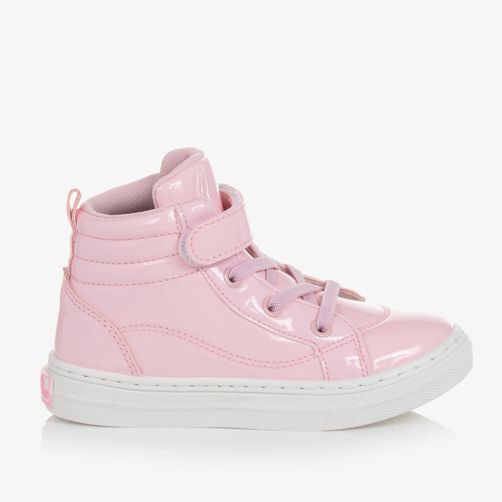 آدي-ترينرز بكاحل عالي جلد صناعي لامع لون زهري | Childrensalon Outlet