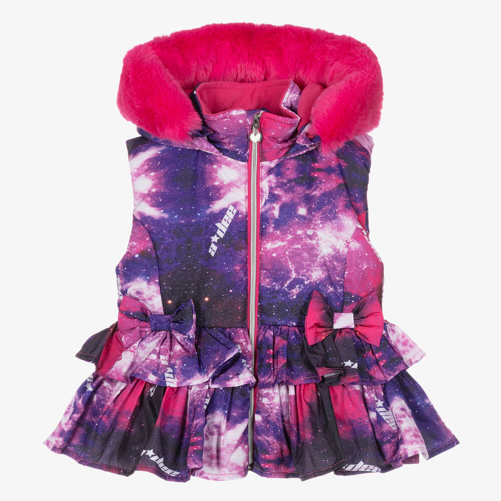 A Dee - Girls Pink & Purple Space Gilet | Childrensalon