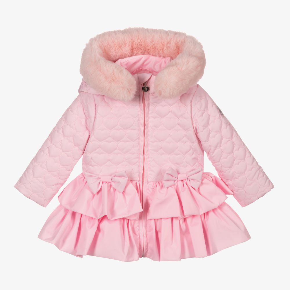 A Dee - Girls Pink Quilted Coat | Childrensalon