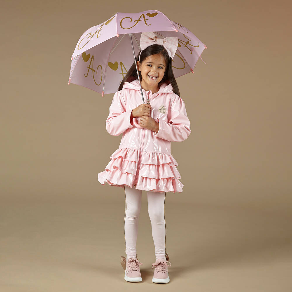 A Dee Girls Pink Ruffle Raincoat Childrensalon Outlet