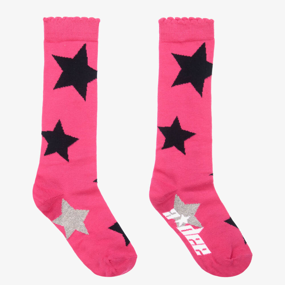 A Dee-Girls Pink & Silver Stars Socks | Childrensalon Outlet