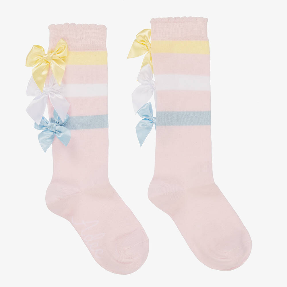 A Dee - Girls Pink Striped Knee High Socks | Childrensalon