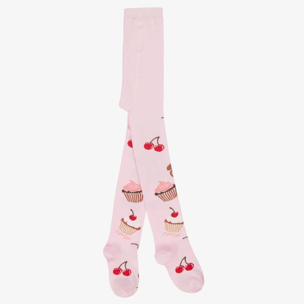 A Dee-جوارب بناتية وردية برسمة دب الكعكة | Childrensalon Outlet