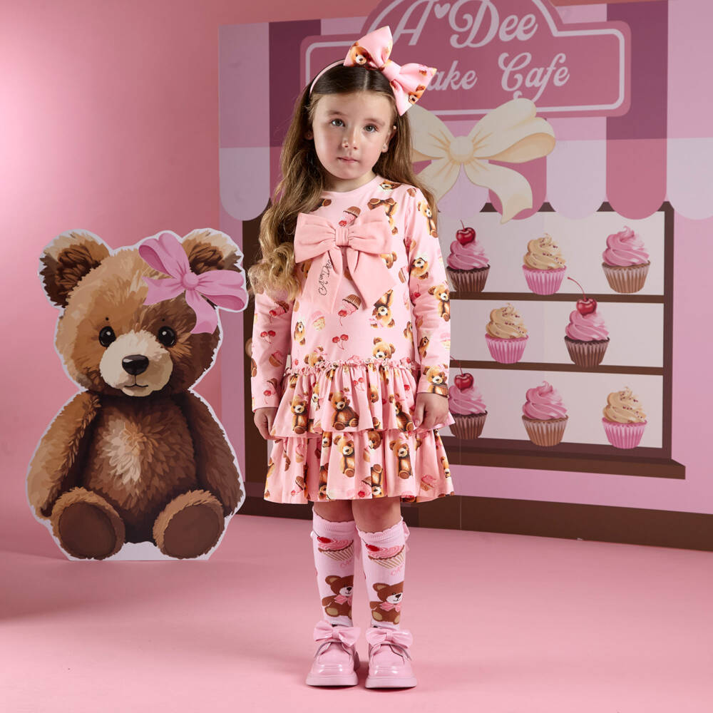 A Dee-Платье для девочек розовое с мишкой и кексом | Childrensalon Outlet