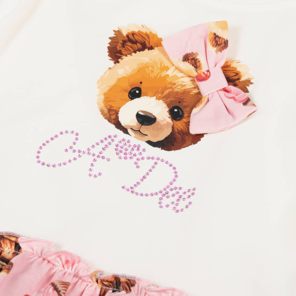 A Dee-Girls Pink Teddy Print Leggings Set | Childrensalon Outlet