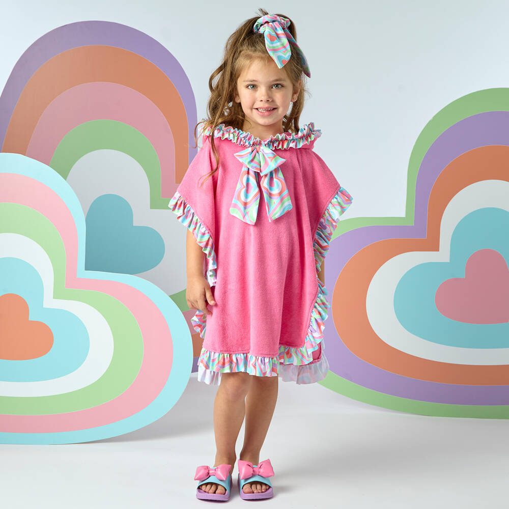 A Dee-Girls Pink Terry Hooded Cape Towel | Childrensalon Outlet
