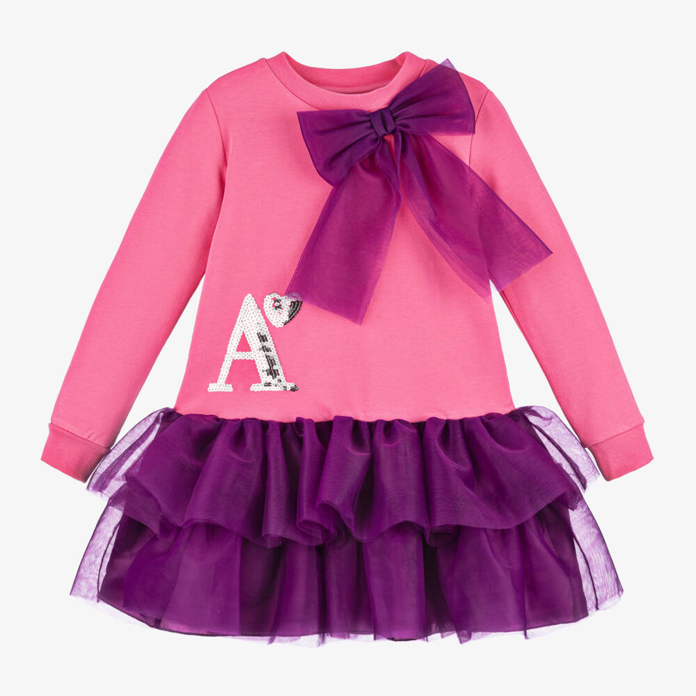 A Dee-Girls Pink Tulle Bow Dress | Childrensalon Outlet
