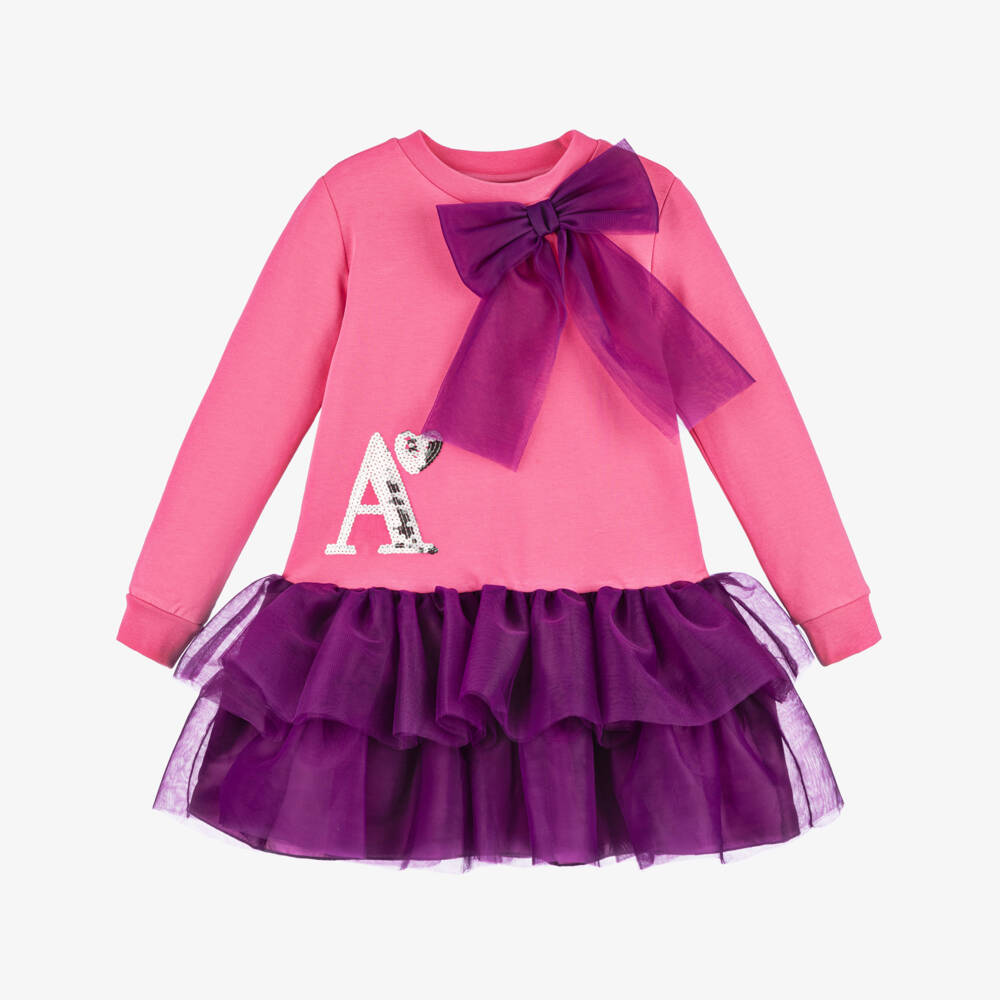 A Dee-Girls Pink Tulle Bow Dress | Childrensalon Outlet