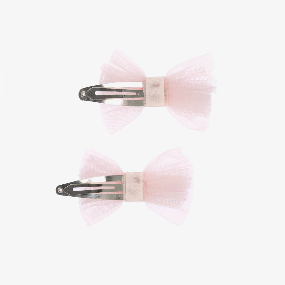 A Dee-Girls Pink Tulle Bow Hair Clips (2 Pack) | Childrensalon Outlet