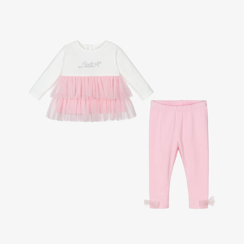 A Dee-Girls Pink Tulle Leggings Ensemble | Childrensalon Outlet