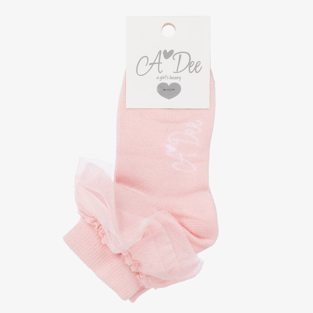 A Dee-Girls Pink Tulle Ruffle Socks | Childrensalon Outlet