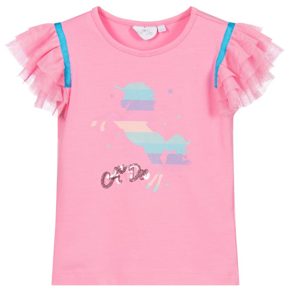 A Dee - Розовая футболка с единорогом для девочек | Childrensalon