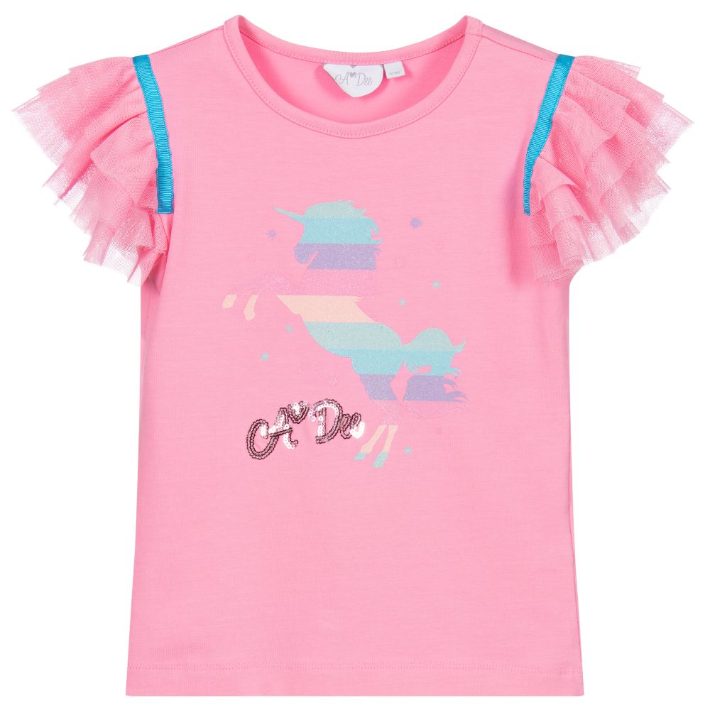 A Dee - T-shirt rose Licorne Fille | Childrensalon