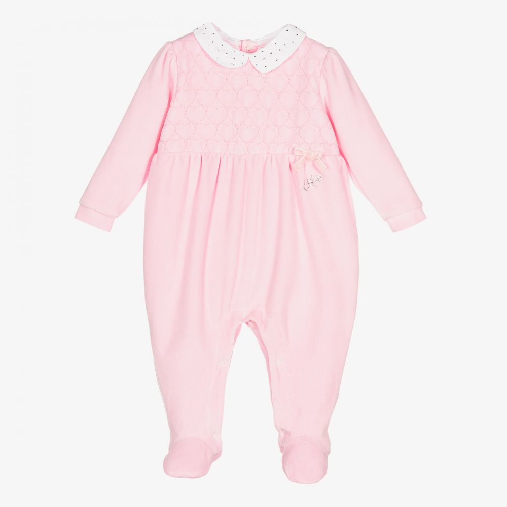 A Dee Girls Pink Velour Babygrow Childrensalon Outlet