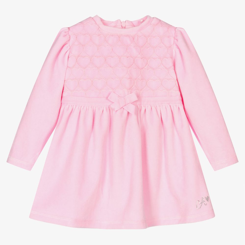 A Dee - Girls Pink Velour Dress | Childrensalon