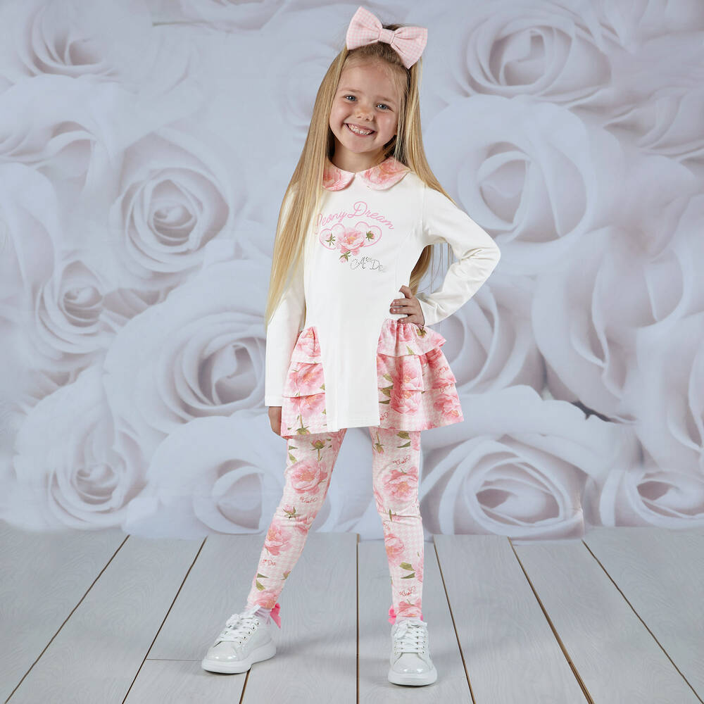 Pink white leggings shop