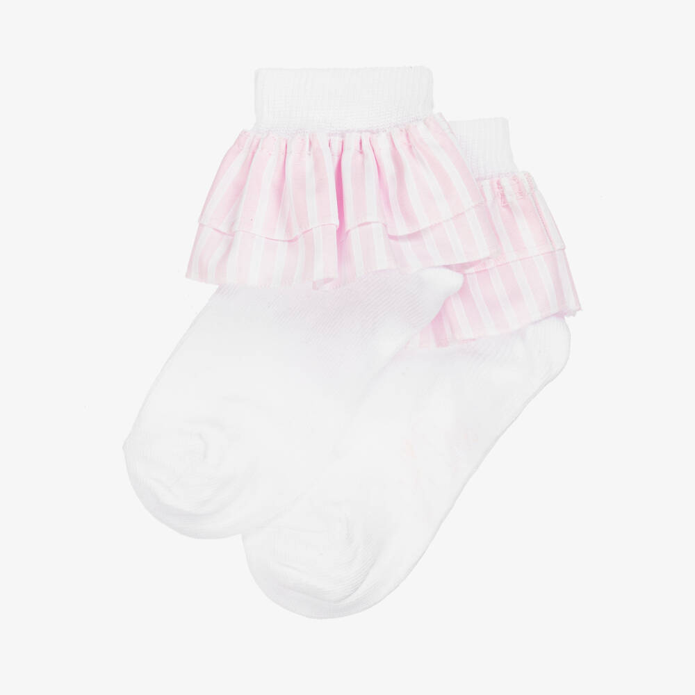 A Dee-Розово-белые носки с рюшами для девочек | Childrensalon Outlet