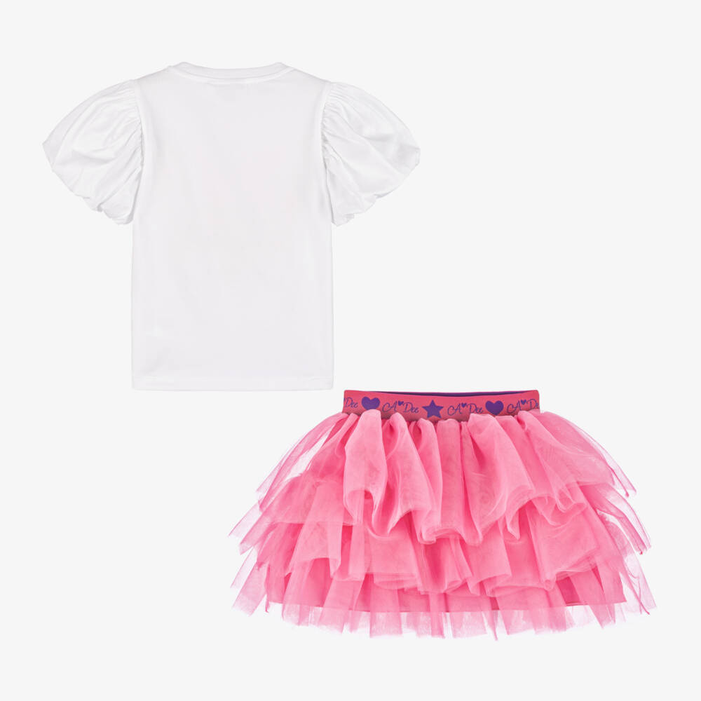 آدي-طقم تنورة توتو لون أبيض وزهري | Childrensalon Outlet