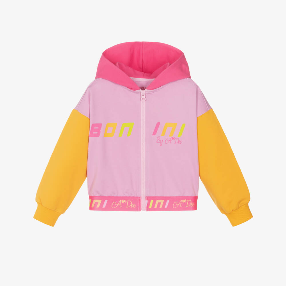 A Dee-Girls pink & yellow zip-up hoodie | Childrensalon Outlet