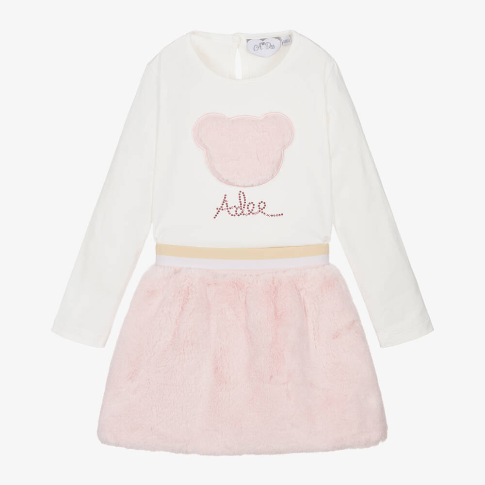 A Dee-Girls Plush Pink Skirt Ensemble | Childrensalon Outlet
