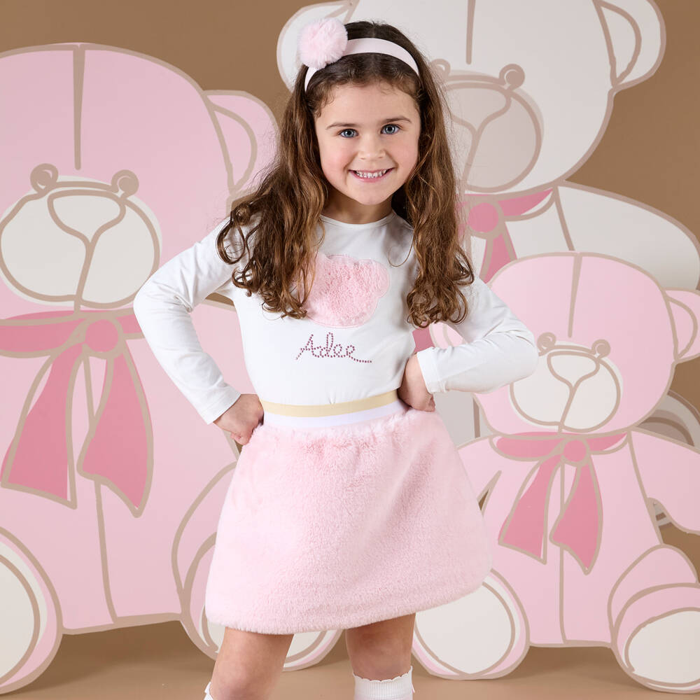 A Dee-Girls Plush Pink Skirt Ensemble | Childrensalon Outlet