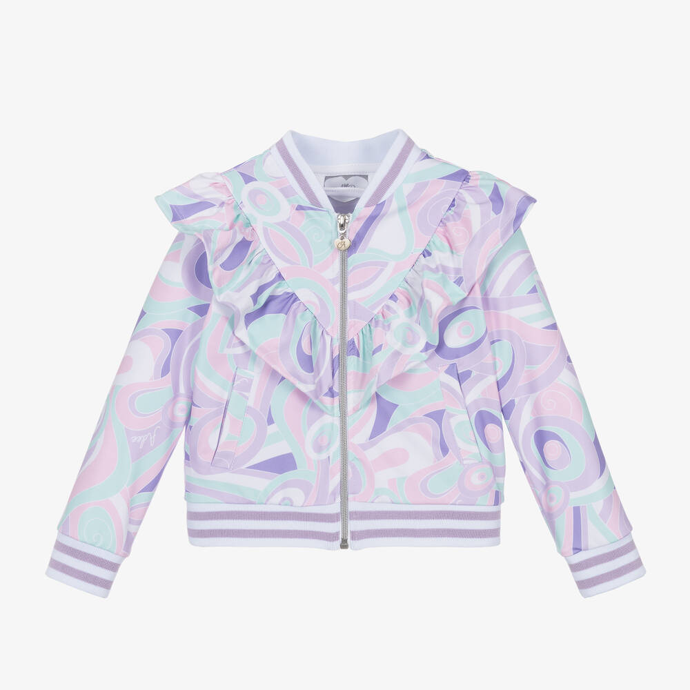 A Dee-Girls Purple Abstract Ruffle Jacket | Childrensalon Outlet