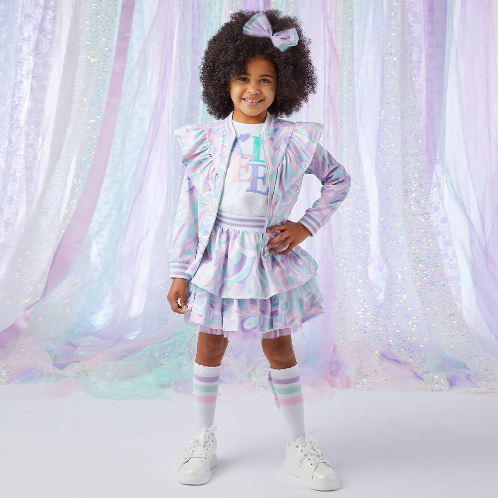 A Dee-Girls Purple Abstract Ruffle Jacket | Childrensalon Outlet