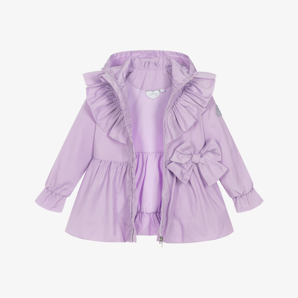A Dee-Girls Purple Bow Hooded Coat | Childrensalon Outlet