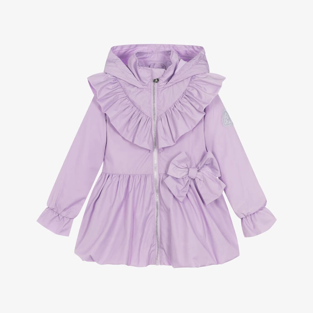 A Dee-Girls Purple Bow Hooded Coat | Childrensalon Outlet
