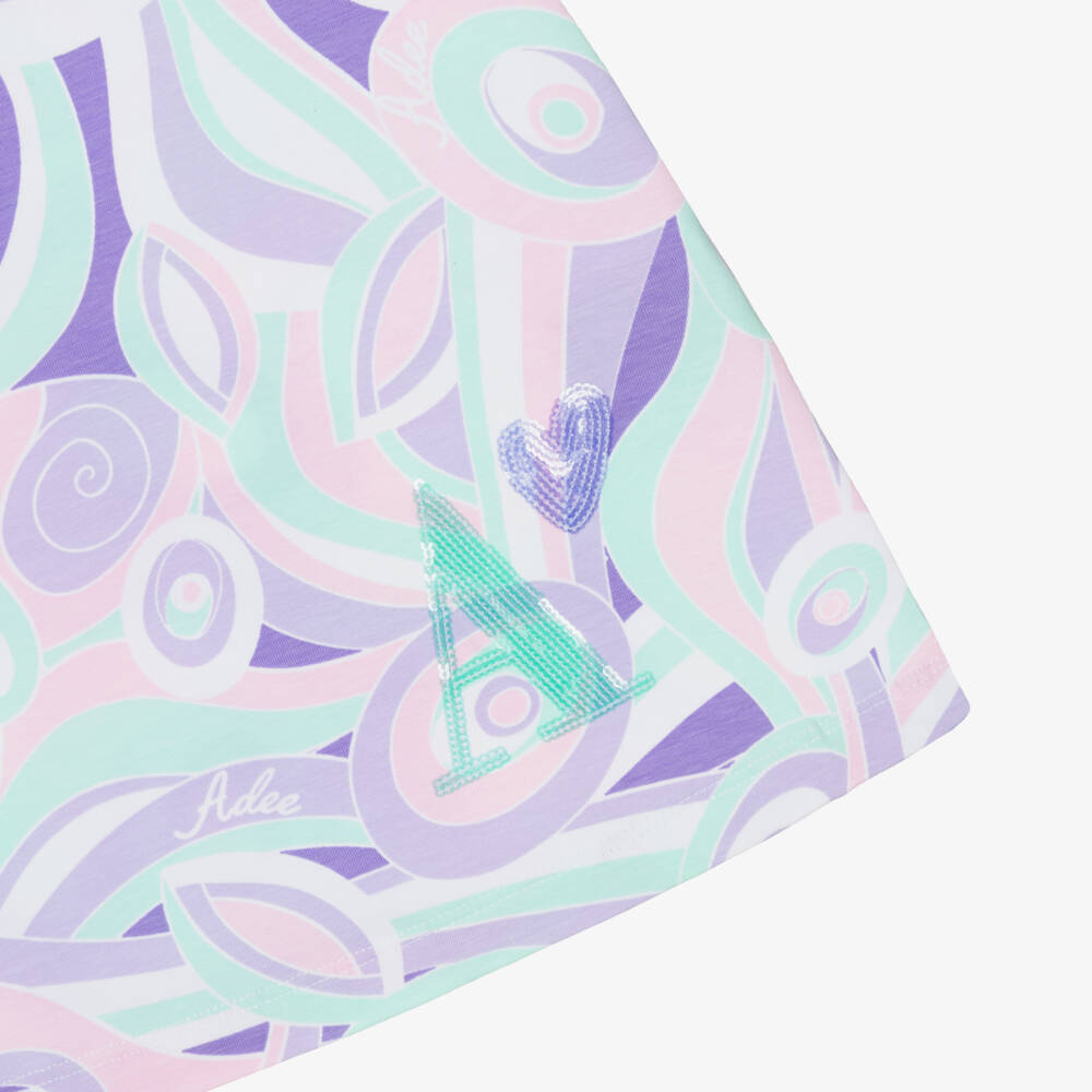 A Dee-Girls Purple Cotton Abstract Print Dress | Childrensalon Outlet