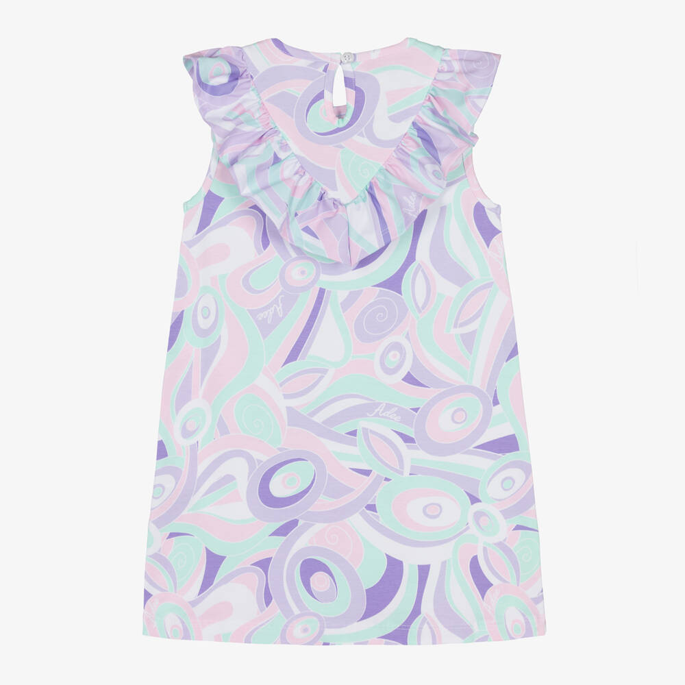 A Dee-Girls Purple Cotton Abstract Print Dress | Childrensalon Outlet