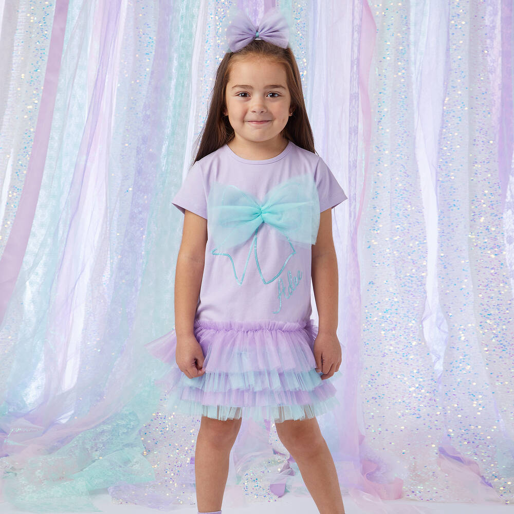 A Dee-Girls Purple Cotton Ruffle Dress | Childrensalon Outlet