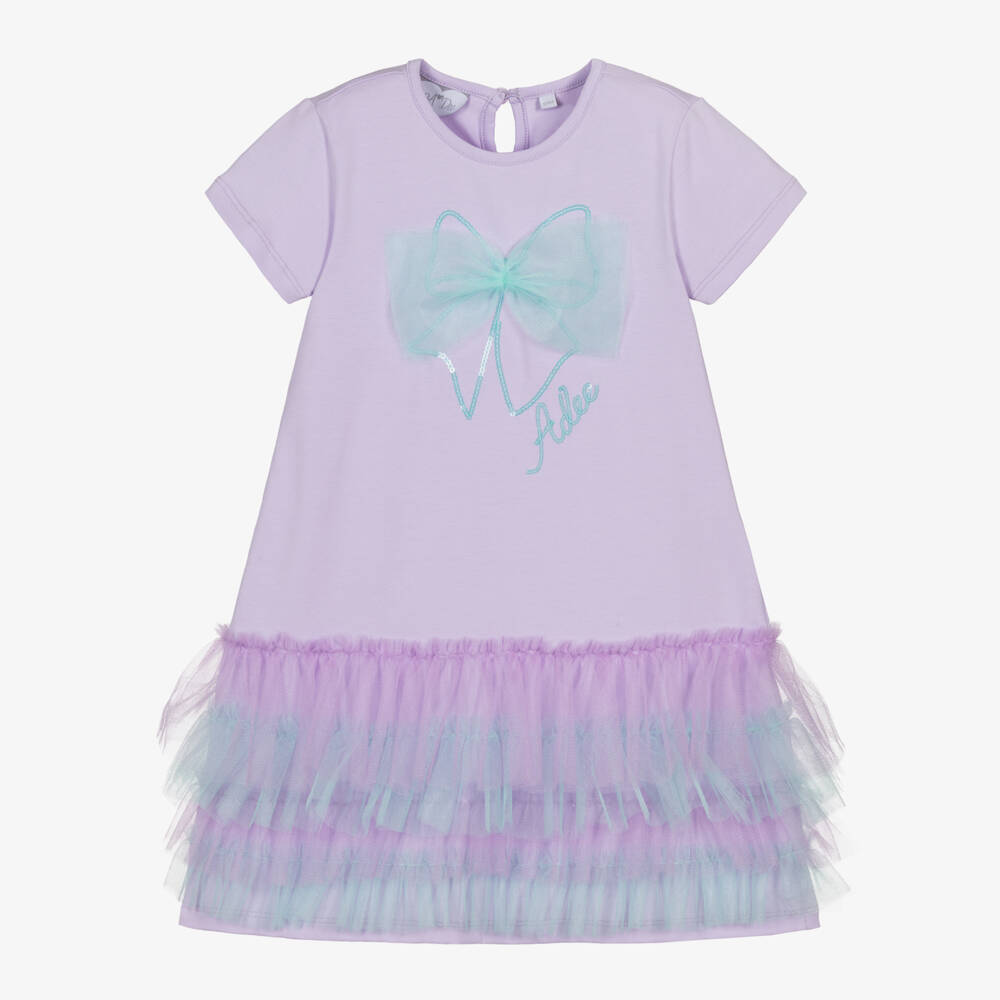 A Dee-Girls Purple Cotton Ruffle Dress | Childrensalon Outlet
