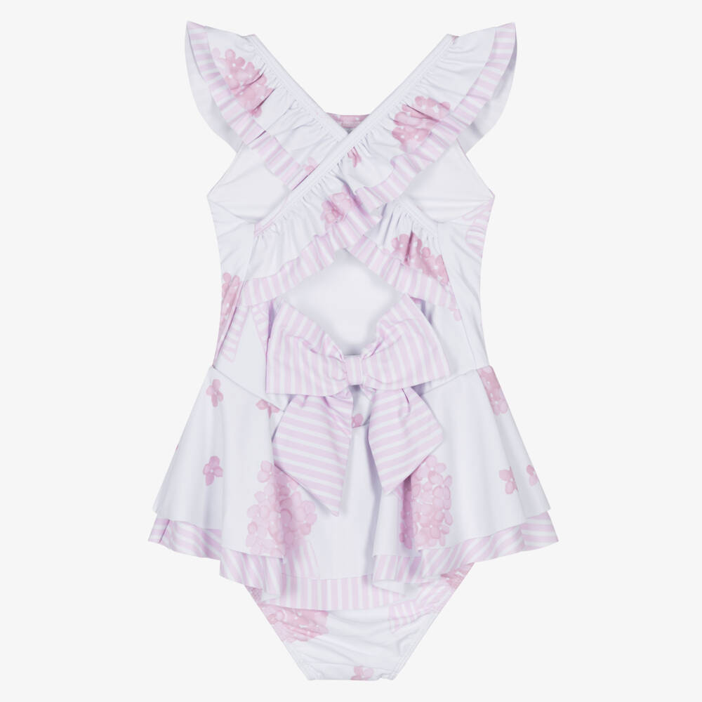 A Dee-Girls Purple & Pink Floral Print Swimsuit | Childrensalon Outlet