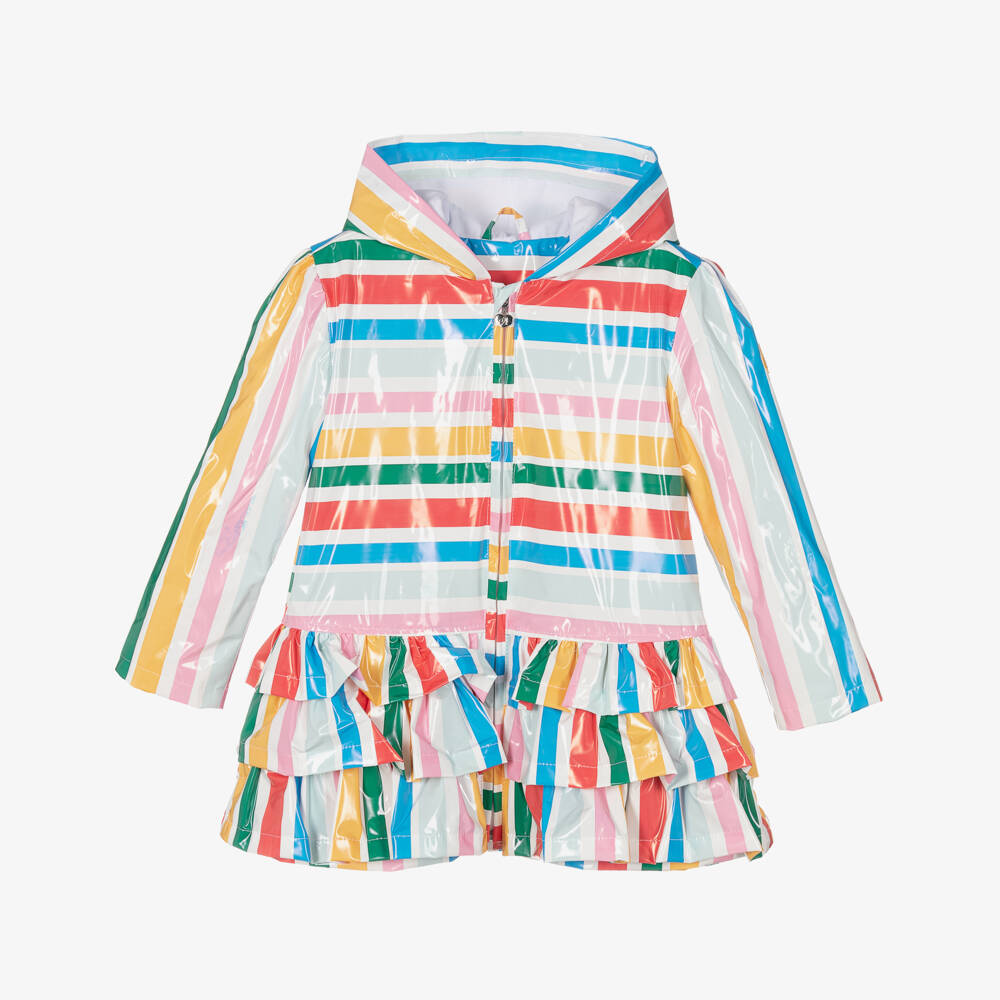 A Dee-Girls Rainbow Stripe Hooded Coat | Childrensalon Outlet