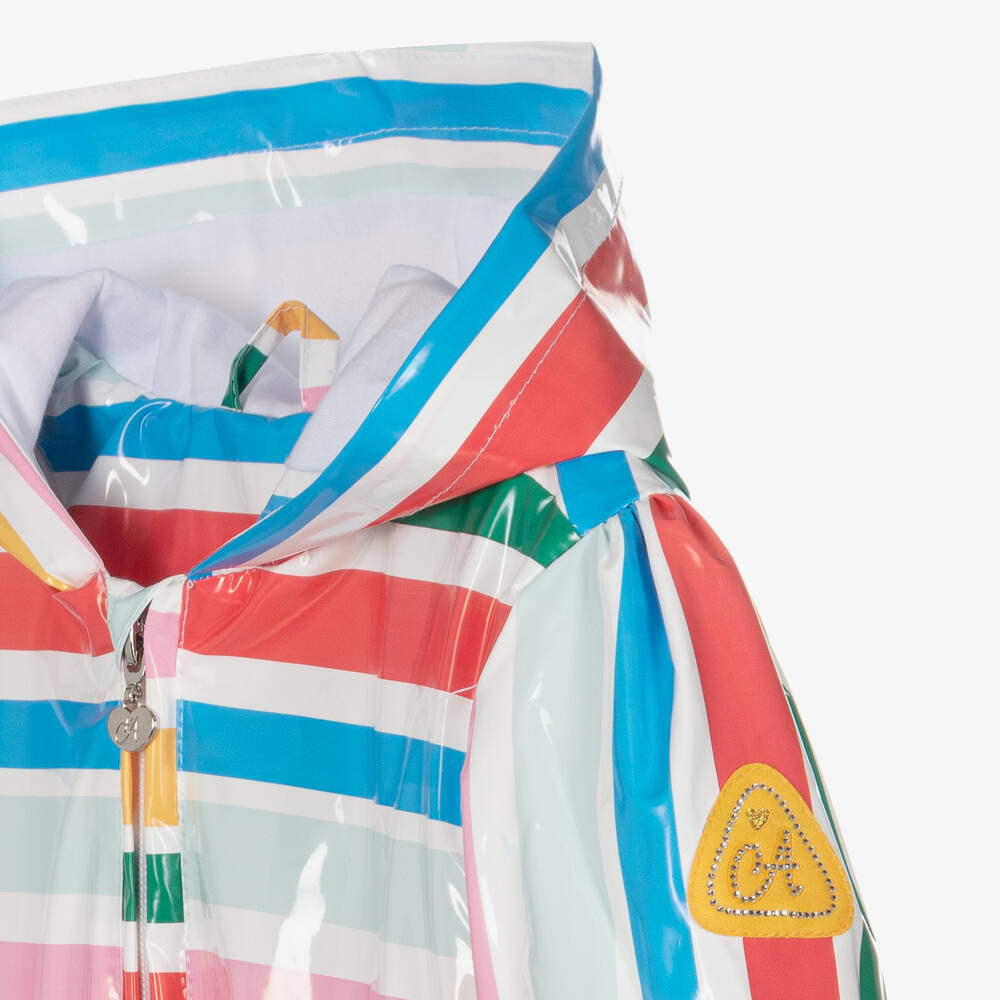 A Dee-Girls Rainbow Stripe Hooded Coat | Childrensalon Outlet